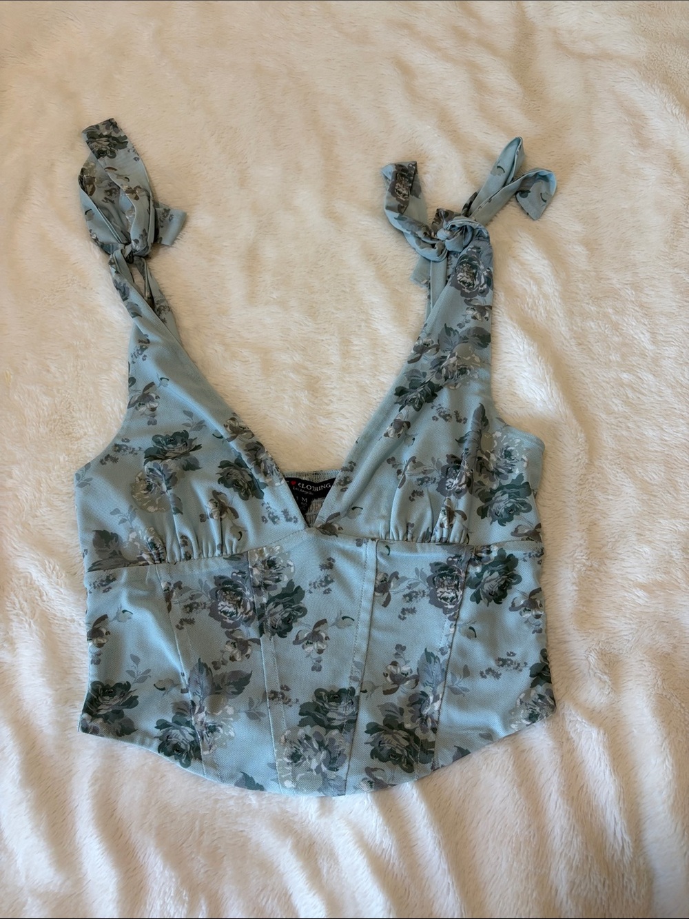 Blue floral tie top